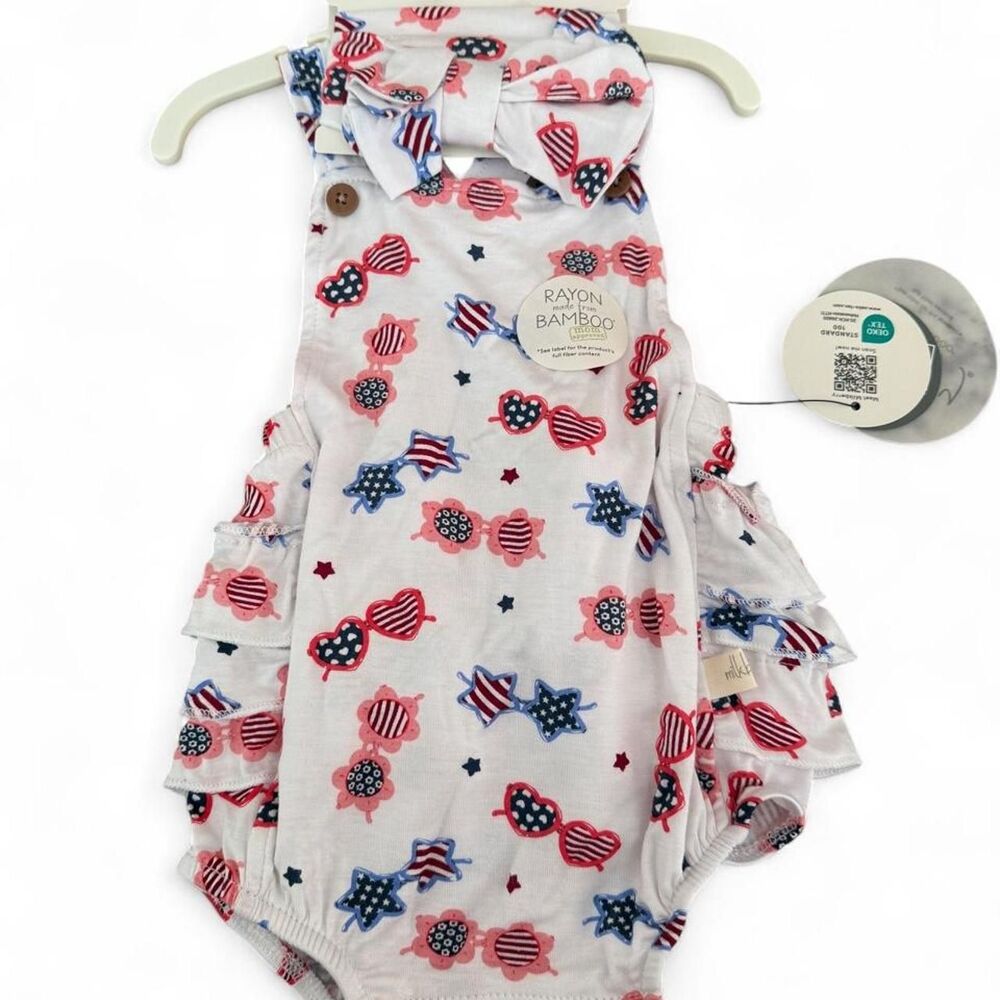 Milkberry Baby Girl 2pc Set 6-9M Patriotic Sunglasses Candy